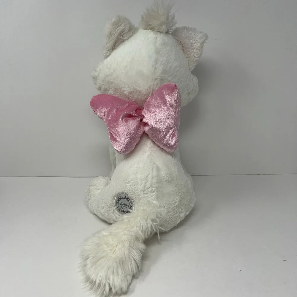 Genuine Disney Aristocats Marie White Cat Plush with Pink Bow Stuffed Animal